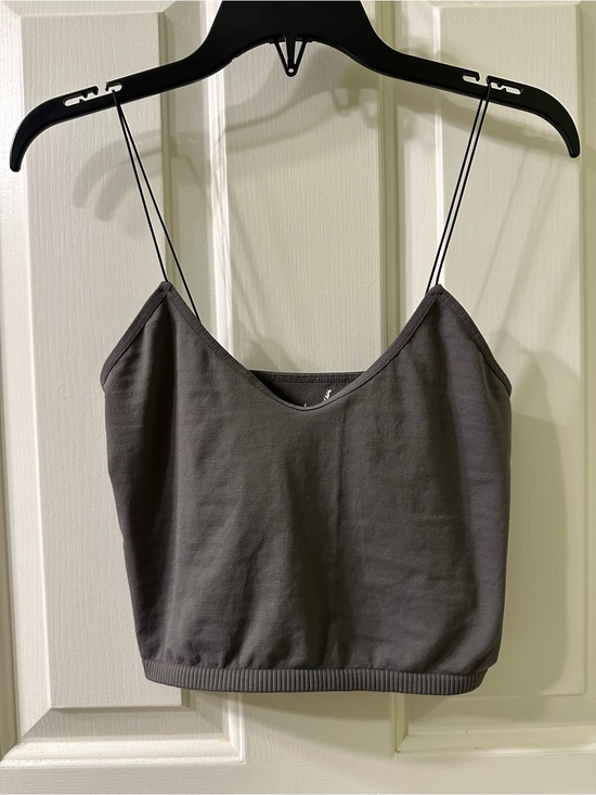 Free People Tops - Free People Charcoal Gray Spaghetti Strap Crop Cami